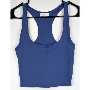 Babaton Aritzia Blue Scoop Neck Crop Top Sleeveless Racer Back, Small